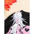 thumbnail image 7 of Suealasg 2Pcs Toddler Baby Girl Halloween Clothes Set 6M 1T 2T 3T 4T Long Sleeve Romper Shirt and Ghost Print Suspender Skirt Little Girl Halloween Outfits, 7 of 7