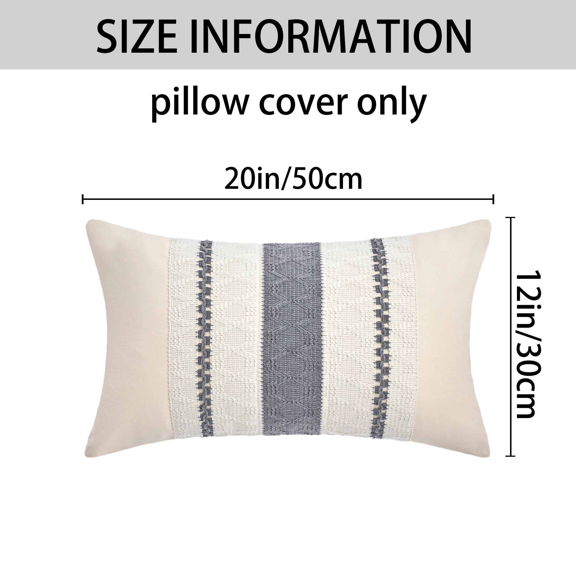 Unique Bargains Striped Throw Pillow Covers Pack of 2 Grey 20" x 12"