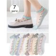 thumbnail image 2 of Zhengup Women's 7 Pairs Floral Ruffle Mesh Socks Transparent Ankle Socks, 2 of 6