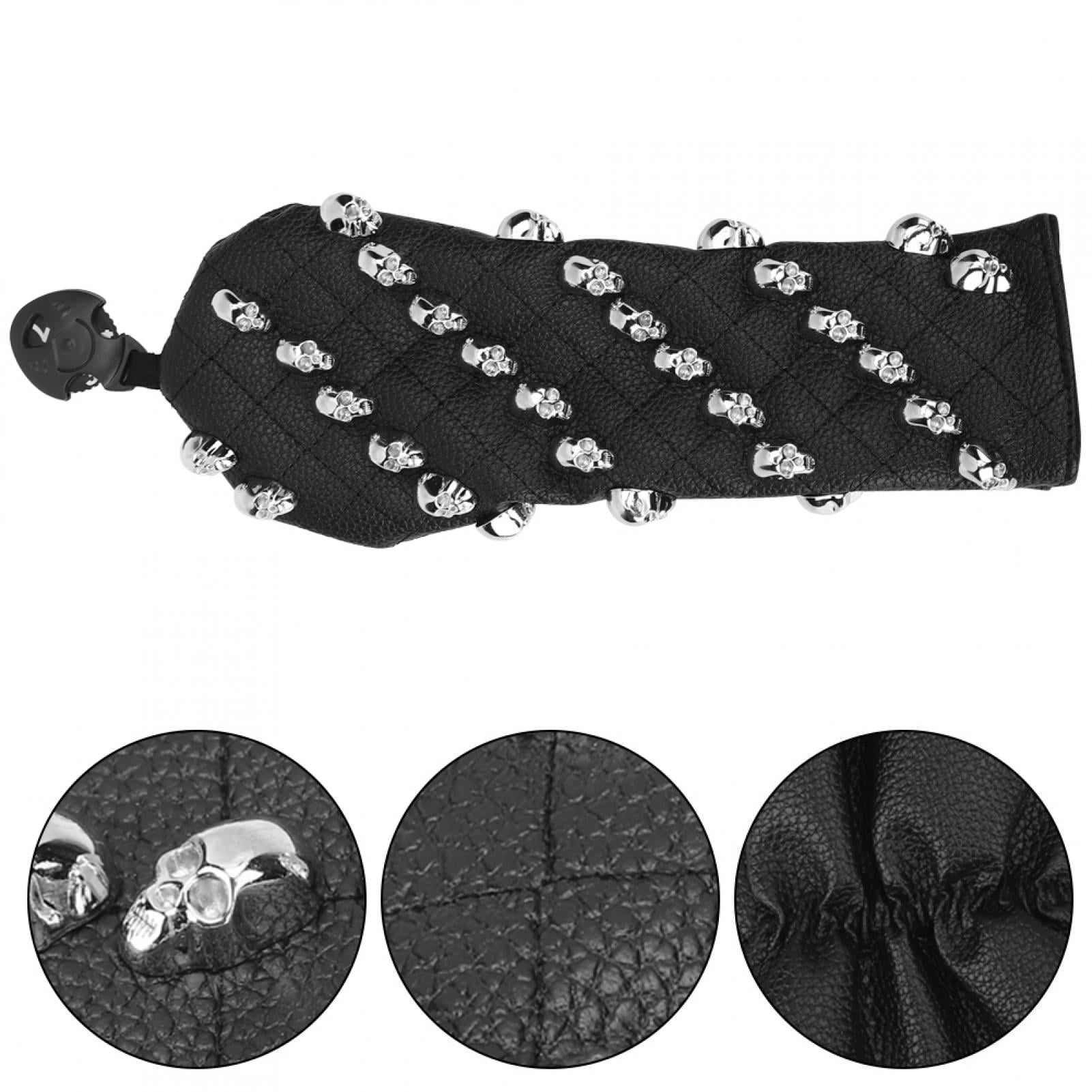 Nieyigj Premium PU Leather Skull Golf Club Head Cover for Hybrids, Water-Resistant Padded Protection, Small Black (11.6 in / 29.5 cm) Headcover Accessory
