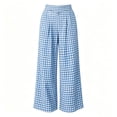 thumbnail image 5 of Maplenight Womens Plaid Pants Wide Leg Elastic High Waist Pleated Casual Pants Summer Vacation Office Trousers with Pockets, 5 of 6