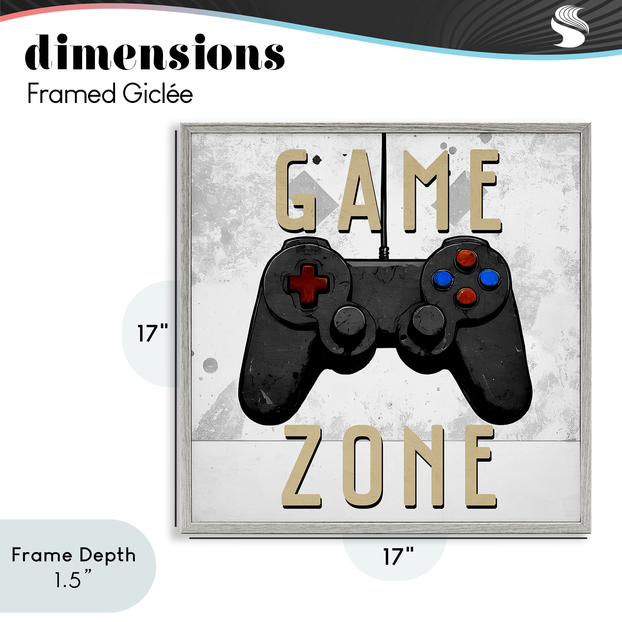 Stupell Industries Game Zone Control Gray Framed Giclee Art, design by Kim Allen