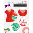 thumbnail image 4 of Lanbubble Girls 3 Piece Cover Up Swimsuit Set Hawaiian Bikini Bathing Suit with Pompom Tassel 7-12Y, 4 of 11