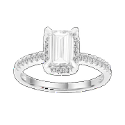 Brilliance Fine Jewelry Emerald 1.5 Carat Lab Grown Diamond Halo Engagement Ring in Sterling Silver