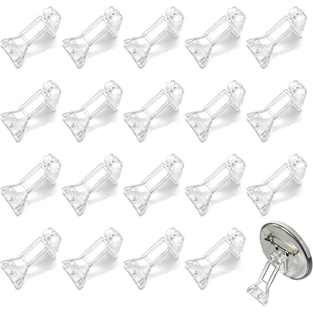 IULAVP 20 Pcs Badge Button Base Stands, Clear Self-adhesive Foldable Acrylic Display Easel Holder for Badges, Magnetic Card Holders, Buttons, and Card Exchange Sleeves, 1.77 x 1 Inch.