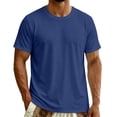 thumbnail image 4 of Qzwdhjm Tops for Men Short Sleeve Solid Basic Tees Crew Neck Slim Fit T-Shirt Soft Comfy Summer Casual Shirts for Dailywear, 4 of 7