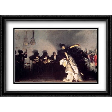 El Jaleo 2x Matted 38x28 Large Black Ornate Framed Art Print by Sargent, John Singer