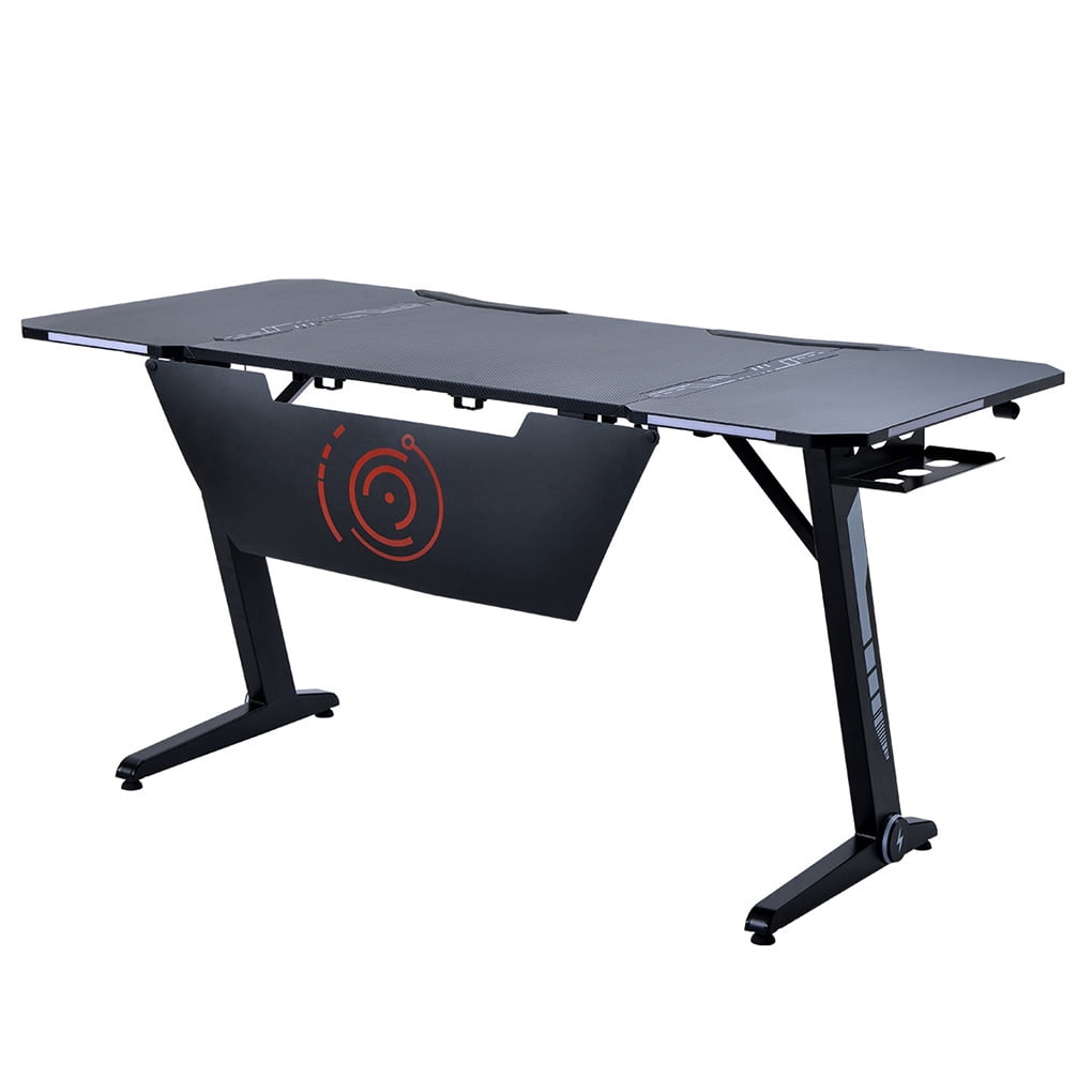 Home Office Gaming Desk Z Shaped PC Computer Table Workstation with RGB