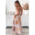 thumbnail image 2 of Women's Orange Multi Printed Maxi Dress with Ricrac Trim and Spaghetti Straps - [ZhiHiMeRi] | (US 12-14)L, 2 of 12