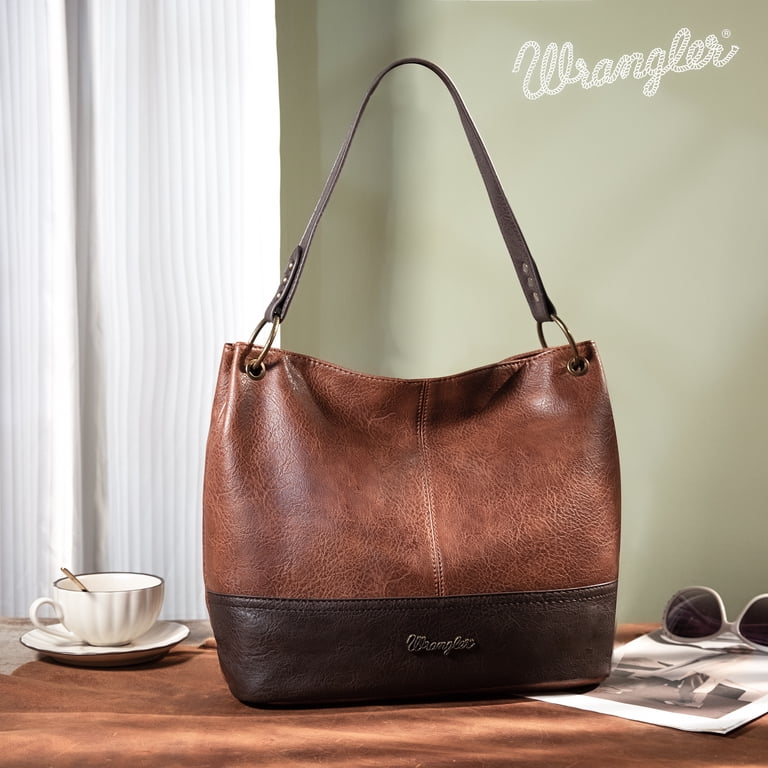 Wrangler Hobo Bag, Vegan Leather Two-Tone Brown photo 5
