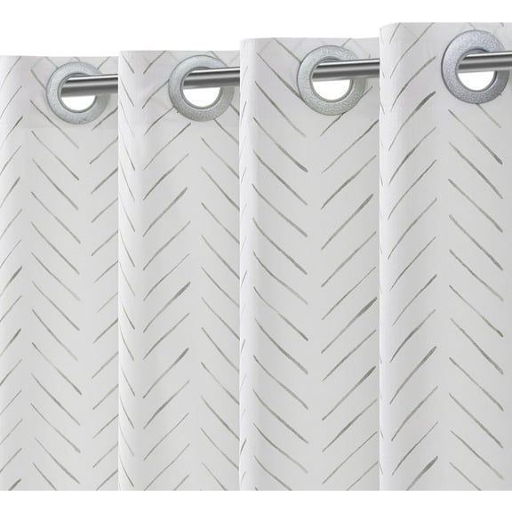 No Hook Shower Curtain Grey and White Herringbone Fabric Shower Curtain Zig Zag Inky Chevron Farmhouse Shower Curtain for Bathroom, Modern Waterproof Shower Curtain 70x72 inches