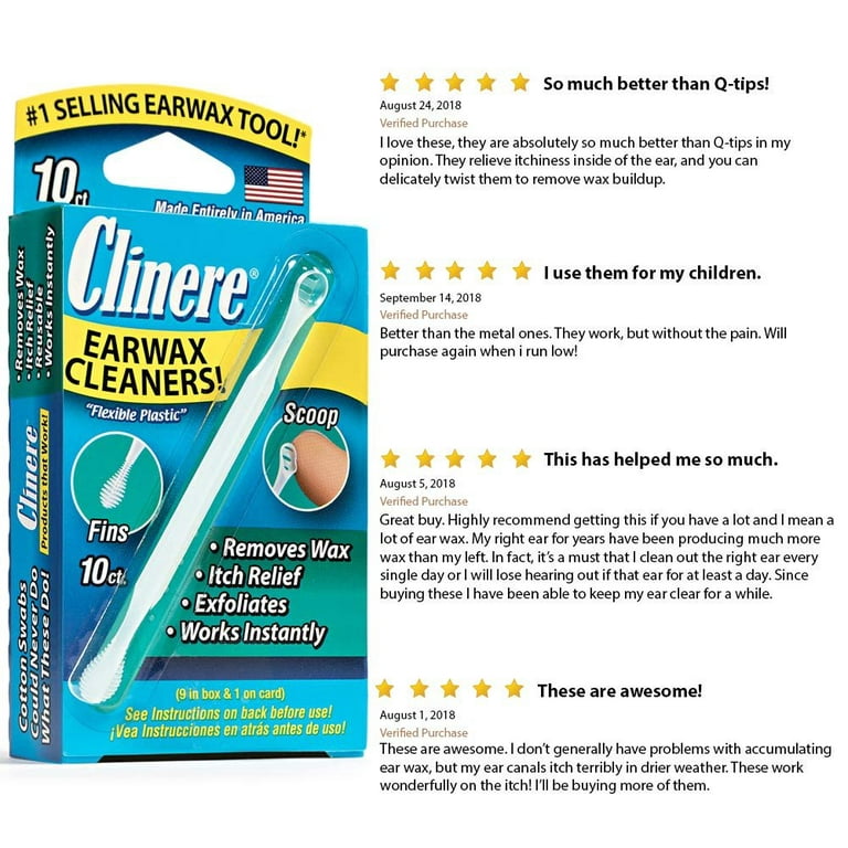 Clinere® Ear Cleaners, 10 Count Earwax Remover Tool Safely and Gently  Cleaning Ear Canal at Home, Ear Wax Cleaner Tool, Itch Relief, Ear Wax  Buildup