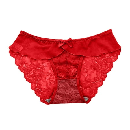 

Womens Panties Womens Lace Breathable Lace Hollow Out And Raise The Pure Brief Panties F One Size