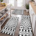 thumbnail image 2 of Black Geometric Diamond Pattern Kitchen Rugs Sets Of 3,Kitchen Runner Rugs Non Skid Washable,Decorative Kitchen Floor Mats for Kitchen,Sink,Laundry,17"x30"+ 17"x47" + 17"x59", 2 of 6