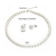 thumbnail image 2 of Aleasha 10mm Faux Pearl Necklace Earrings Set for Women Round White Glass Pearl Wedding Jewelry Gifts, 2 of 5