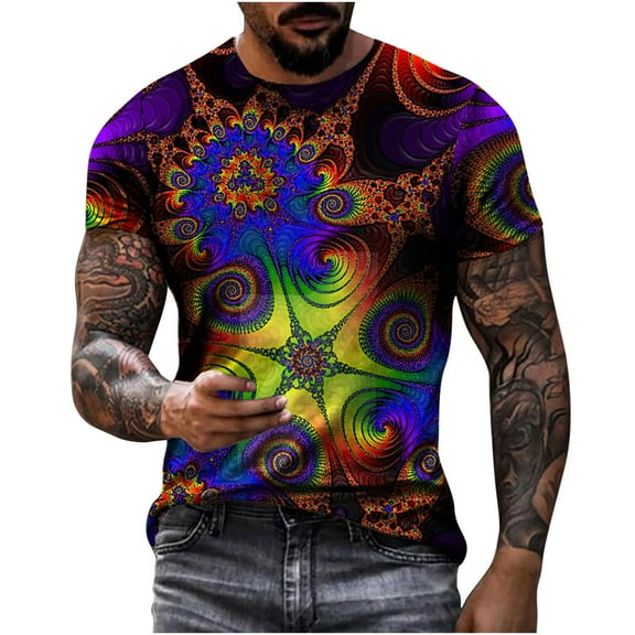 JINMGG Mens Tops Clearance under $5,Men's Unisex Daily T Shirt 3D Print Graphic Prints Animal Print Long Sleeve Tops Casual Bloue,Multicolor XXXXXXL