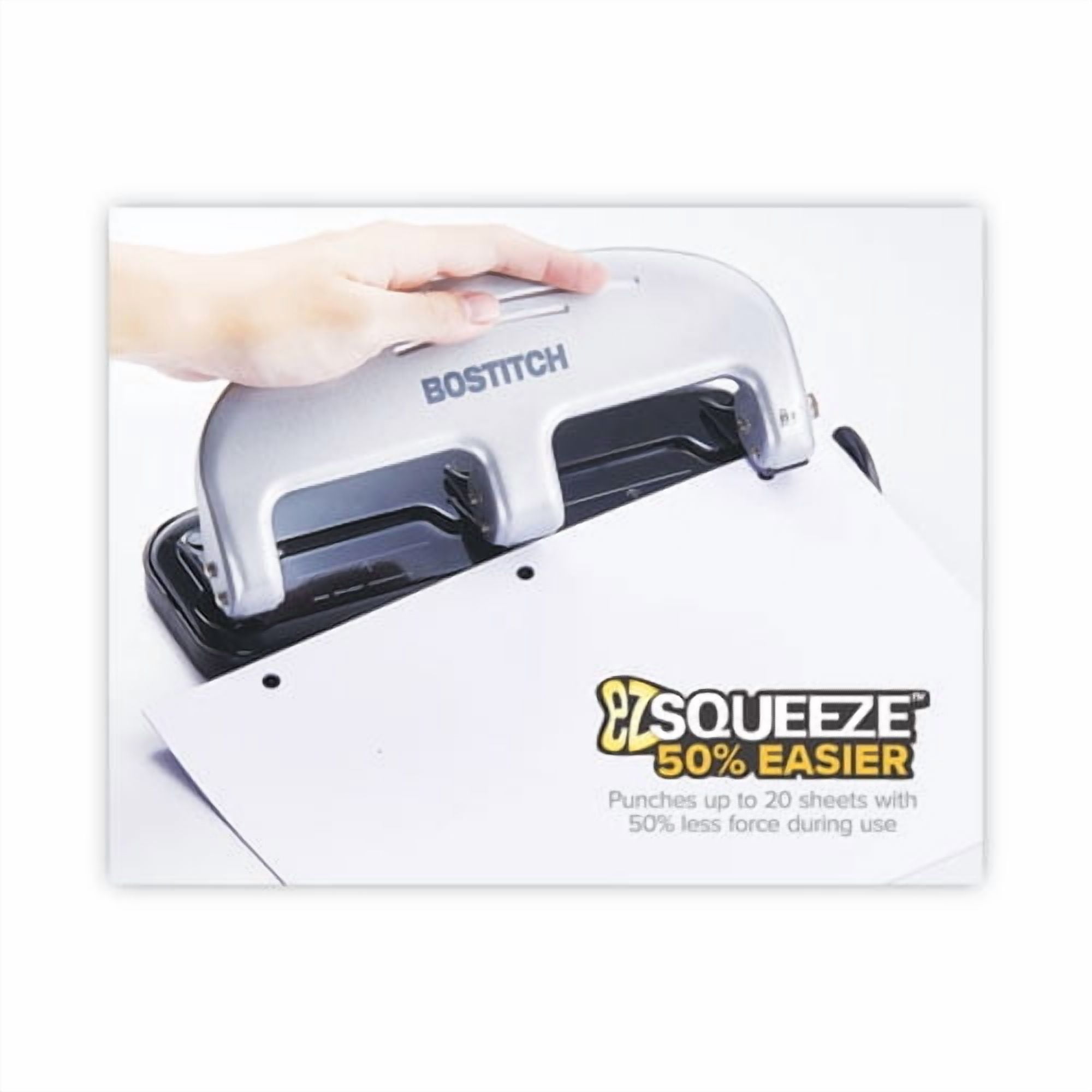 "20-Sheet Ez Squeeze Three-Hole Punch, 9/32"" Holes, Black/silver | Bundle of 5 Each"