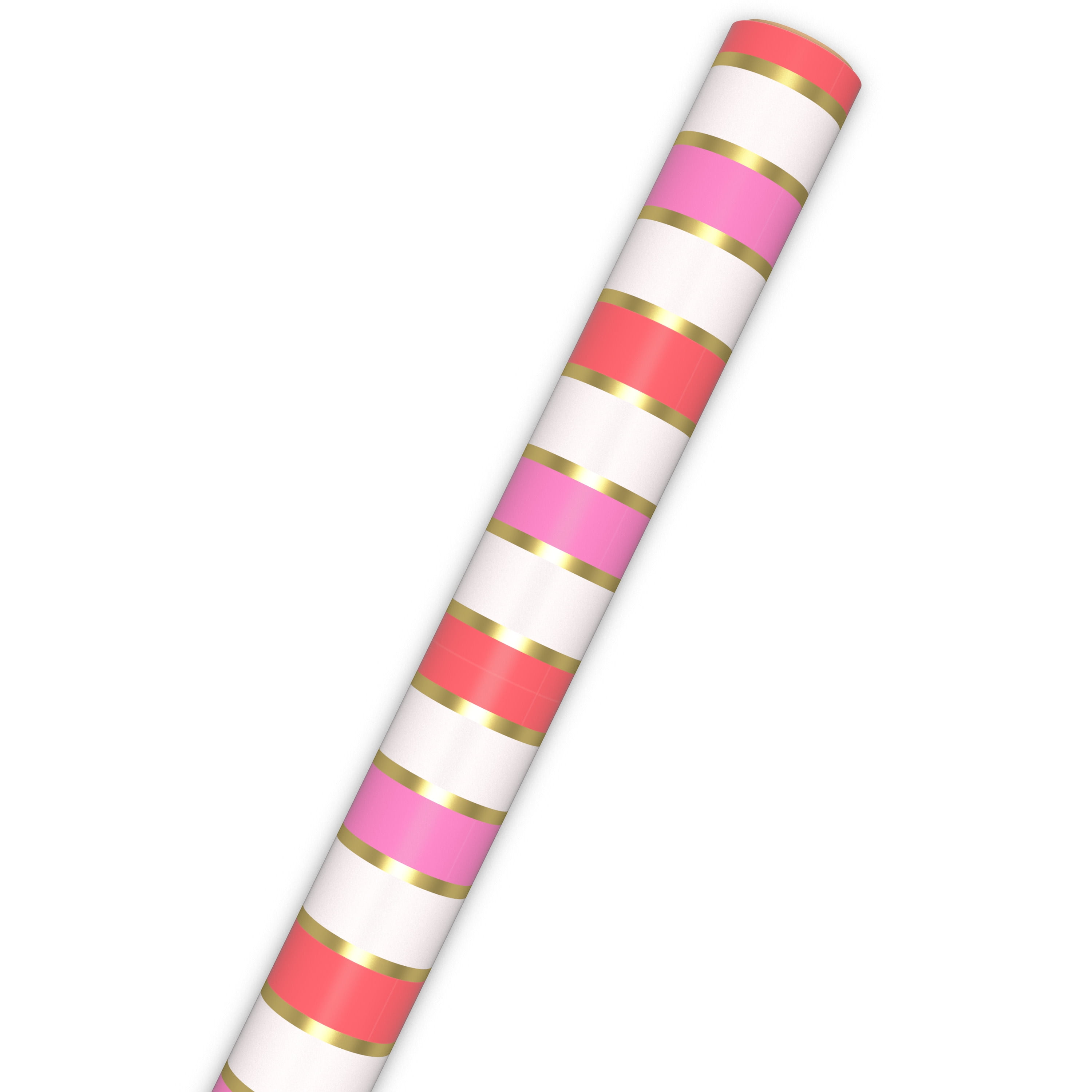 Hallmark Wrapping Paper Roll (Pink and Gold Foil Stripes) 17.5 sq. ft.
