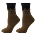 thumbnail image 2 of dianhelloya 1 Pair Winter Socks Wind-proof Soft Touch Adorable Mid Cuff Cat Print Lady Socks for Daily Wear Atrovirens, 2 of 8