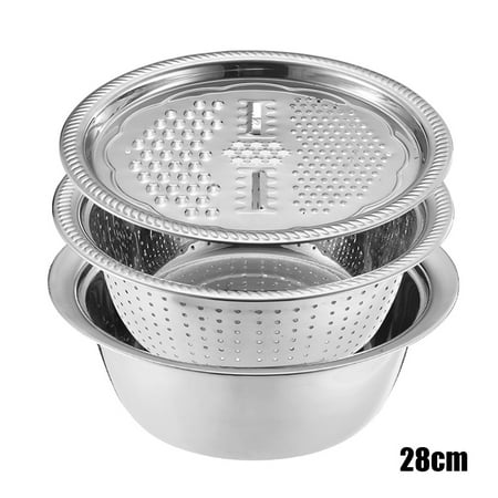 

VALINK Multifunctional Stainless Steel Basin Drain Basket Vegetable Cutter Kit 3 in 1 Kitchen Julienne