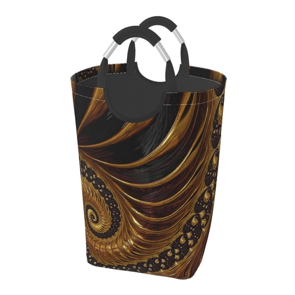 DouZhe 50L Rectangular Laundry Basket, Fractal Endless Spiral Prints Waterproof Foldable Laundry Hamper with Aluminum Handles