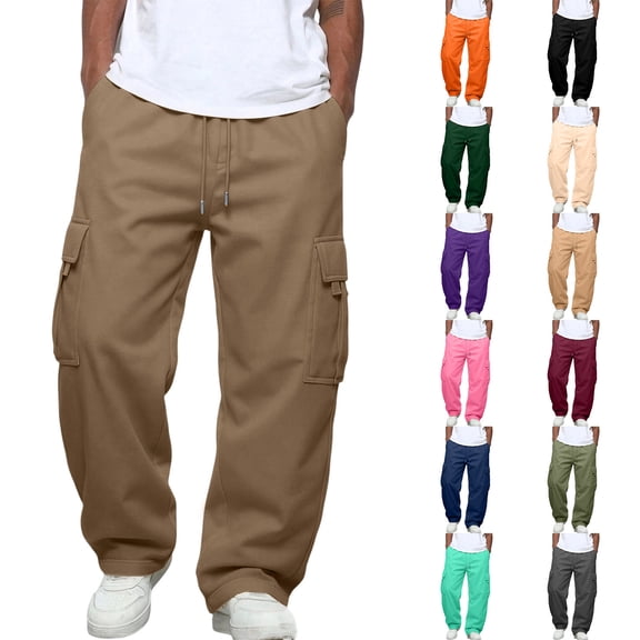 VV AVEORS Men'S Baggy Fleece Cargo Sweatpants Loose Casual Jogger Pants Open Bottom Track Pants For Athletic Workout With Pockets Dark Gray 5XL