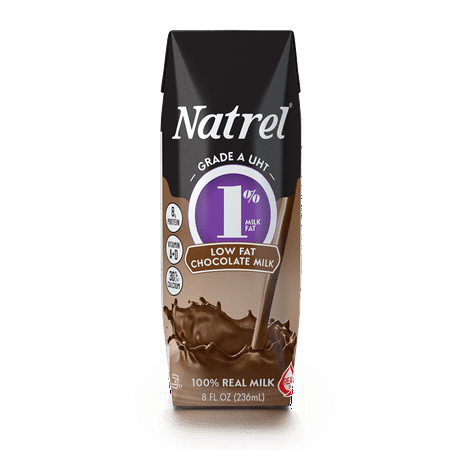 Natrel 1% Low Fat Chocolate Milk, 8 fl oz, 10