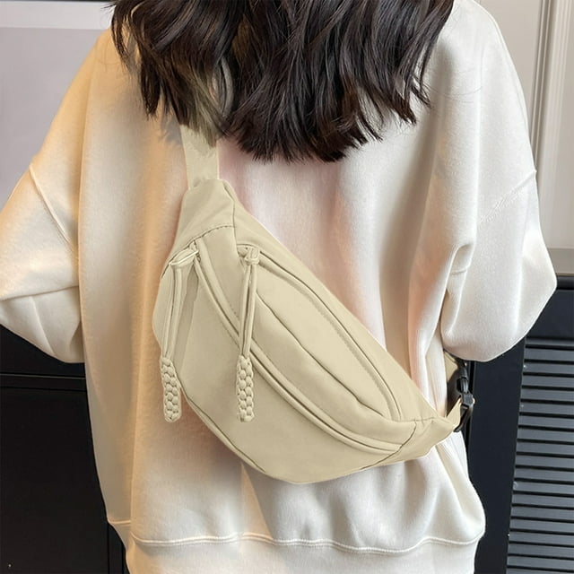 Bolsa impermeable tipo bandolera y bolso cruzado | Mochila de cuero sintético unisex para la riñonera | Poliéster resistente a desgarros | Negro Blanco Naranja Rosa | 13,7x6,6x4,7 in | Bolso de