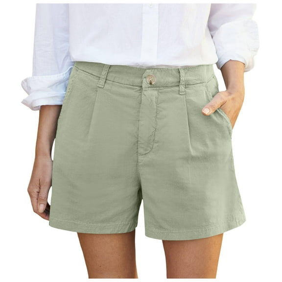 Riforla Women Stretch Twill Shorts Summer Stretchy Jean Shorts Casual Chino Shorts High Waist Denim Shorts for Women Light Green M