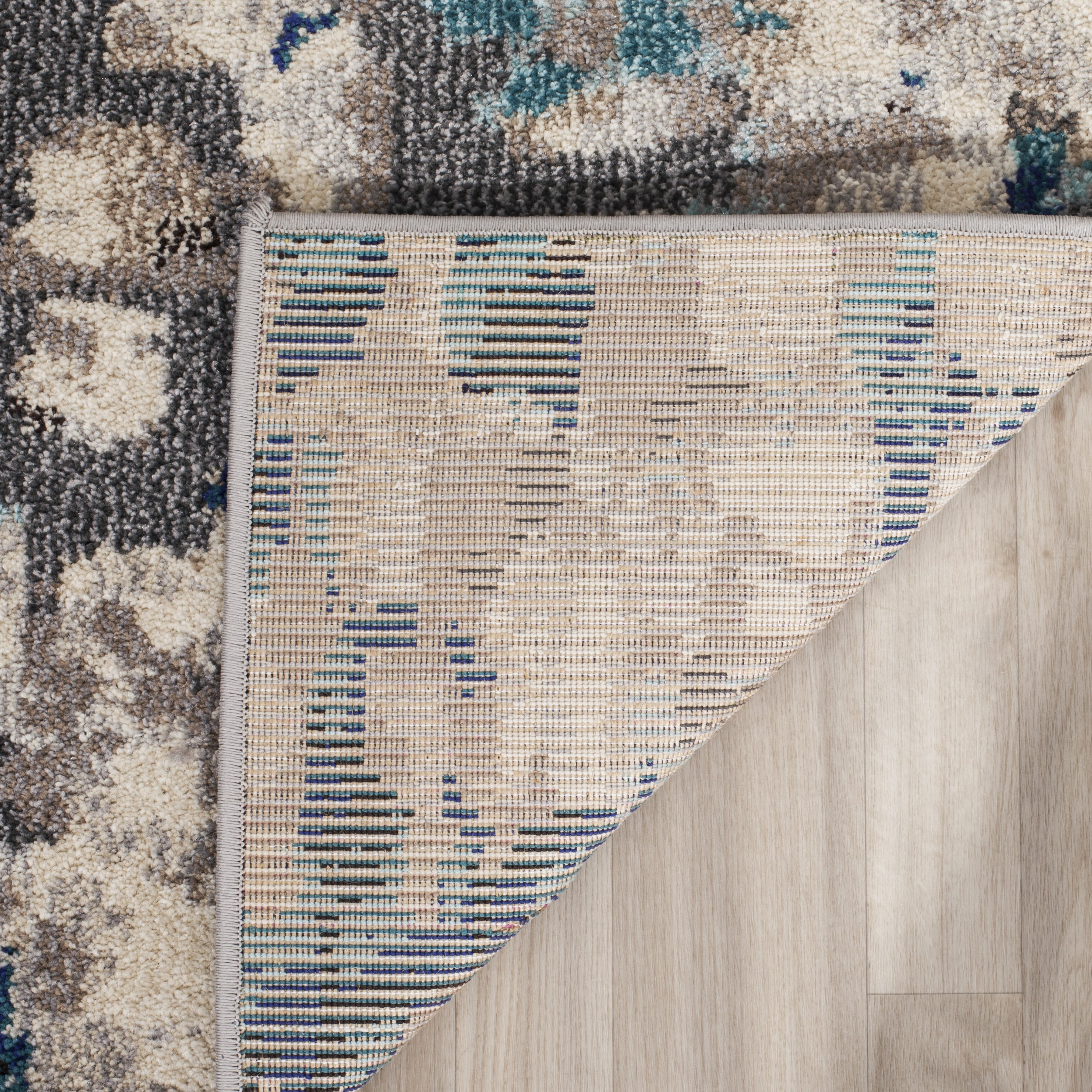 SAFAVIEH Monaco Driskoll Abstract Runner Rug, Grey/Light Blue, 2'2" x 8'