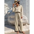 thumbnail image 6 of Women'S Summer Long Suit Two-Piece Shirt Top Trousers Casual Beach Vacation Two-Piece Sportswear  S, 6 of 8