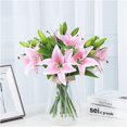 thumbnail image 2 of Flores artificiales, 5 flores de lirio artificiales de tacto real (rosa) TUNC Sencillez, 2 of 5