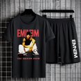 thumbnail image 1 of Conjuntos de dos piezas con estampado de Eminem para hombre, camiseta de manga corta, pantalones cortos, traje deportivo informal de talla grande, Conjunto de camiseta de Hip Hop para mujer, Verano, 1 of 4