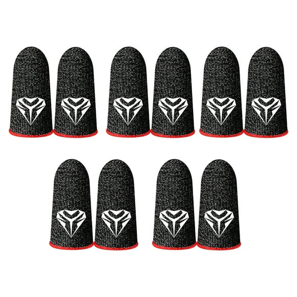 Yingyy 5 Pairs Mobile Phone Gaming Fingertip Sleeves Anti-Fingerprint Covers Oil-proof Breathable 24Pin Knitted Reusable Gloves Red