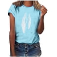 thumbnail image 2 of LSLJS T-Shirt à Imprimé Plume pour Femmes Manches Courtes Col Rond Décontracté, 2 of 6