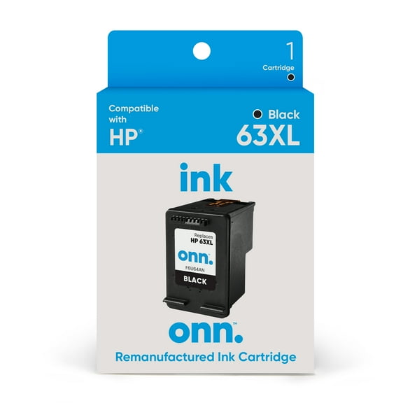 onn HP 63XL Printer Ink Cartridge, Black (Remanufactured)