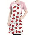 thumbnail image 5 of Strawberry Plants Fruit Dot White Pattern Apron-Garden Aprons for Women with Pockets-Cotton Linen Waterproof Kitchen Cooking Gardening Aprons Adjustable for Kitchen,Cooking,BBQ and Salon 33x27 Inch, 5 of 7