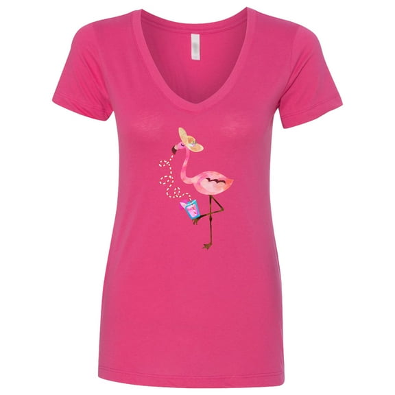 Inktastic Cute Summer Flamingo Women's V-Neck T-Shirt
