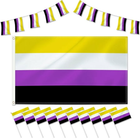 

BESTHUA Nonbinary Pride Flag | Rainbow Flag Large Banner | Vivid Color and Fade Proof Mini Stick Flags Perfect for Showing Your Pride LGTBQ Community Support with Brass Grommets