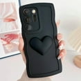thumbnail image 2 of Compatible with Samsung Galaxy Note 20 Ultra Cute 3D Love Heart Phone Case,Solid Color Curly Wave Frame Case Women Soft Shockproof Bumper Cover (Black, Samsung Galaxy Note 20 Ultra), 2 of 11