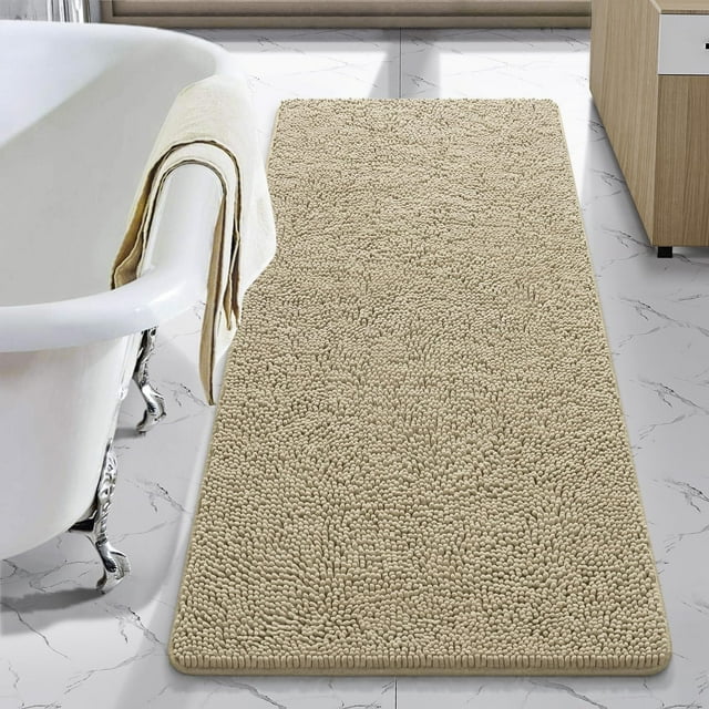 Alfombra de baño LOCHAS Luxury Shaggy de 60 x 140 cm, color beige