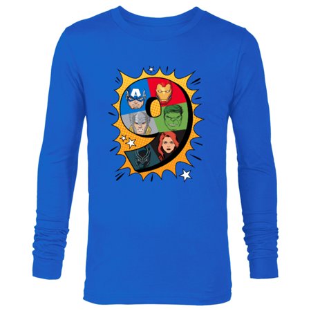 Marvel Avengers Comic Super Heroes 9th Birthday - Long Sleeve T-Shirt for Men - Customized-Royal