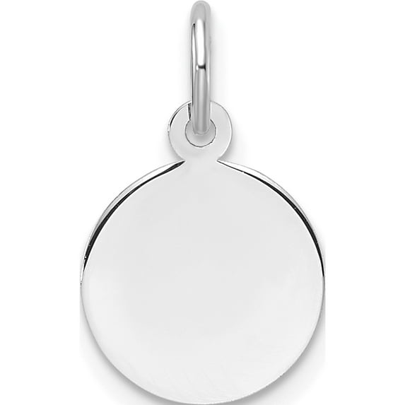 14K White Gold Plain .009 Gauge Round Engravable Disc Charm (Width 10.6) (Length 16.2) - Jbsp