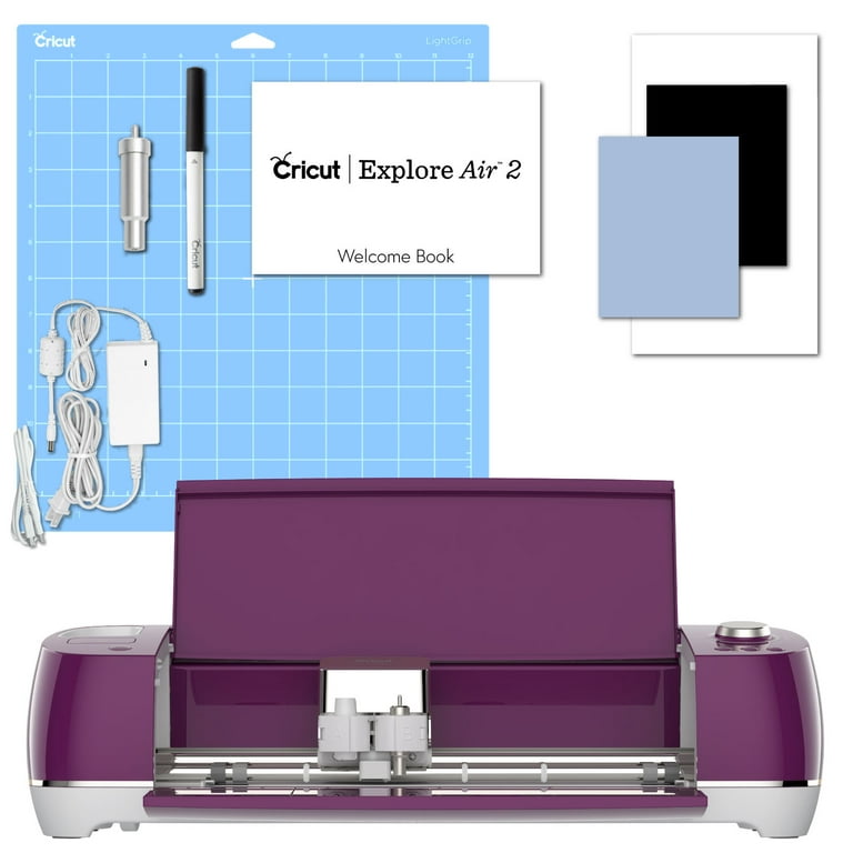 Cricut Explore Air 2 Machine Bundle with Iron On, Vinyl, Tool Kit, Pens -  Boysenberry 