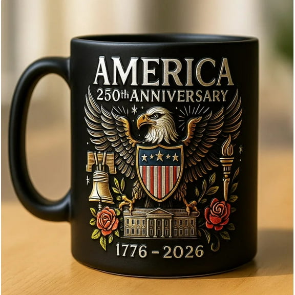 America 250th Anniversary Mug,1776-2026 Bicentennial Ceramic Coffee Mug,Patriotic Gift and Collectible for US History Enthusiasts