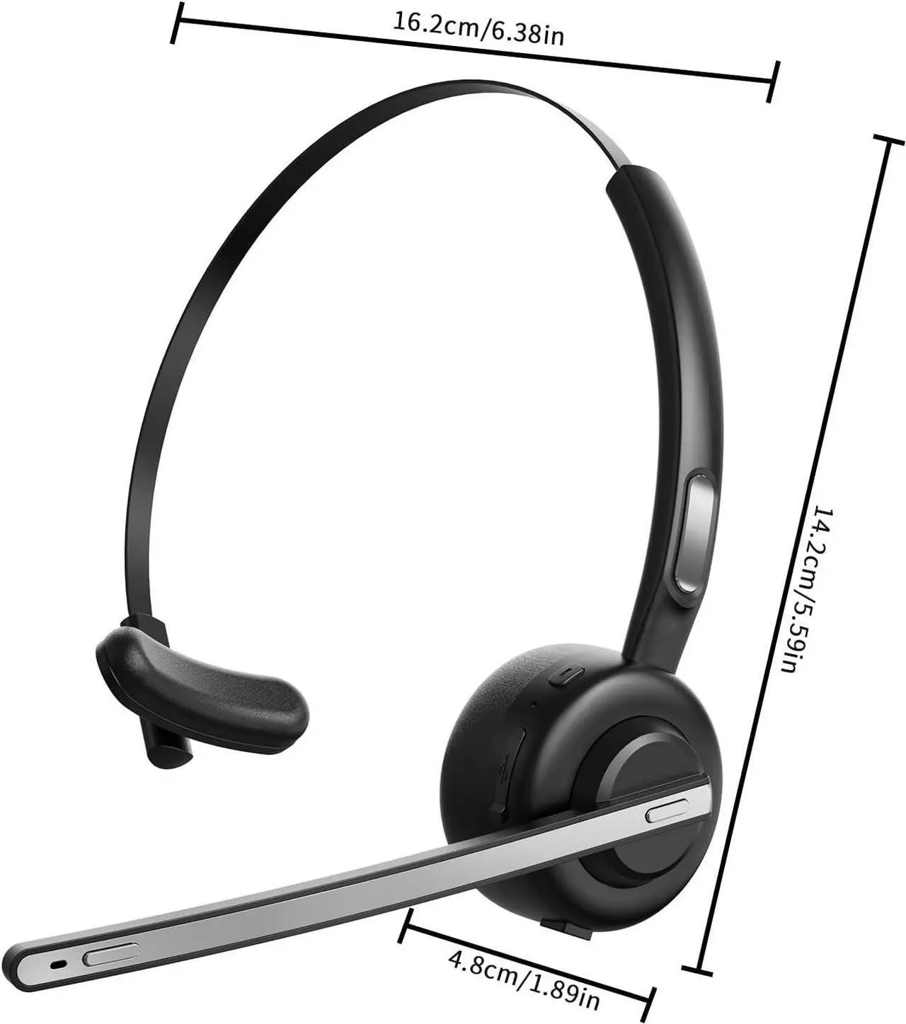 Bluetooth Headset, V5.2 Trucker Wireless Headset with Noise Cancelling Microphone & Charging Base for iPhone Samsung Cell Phone