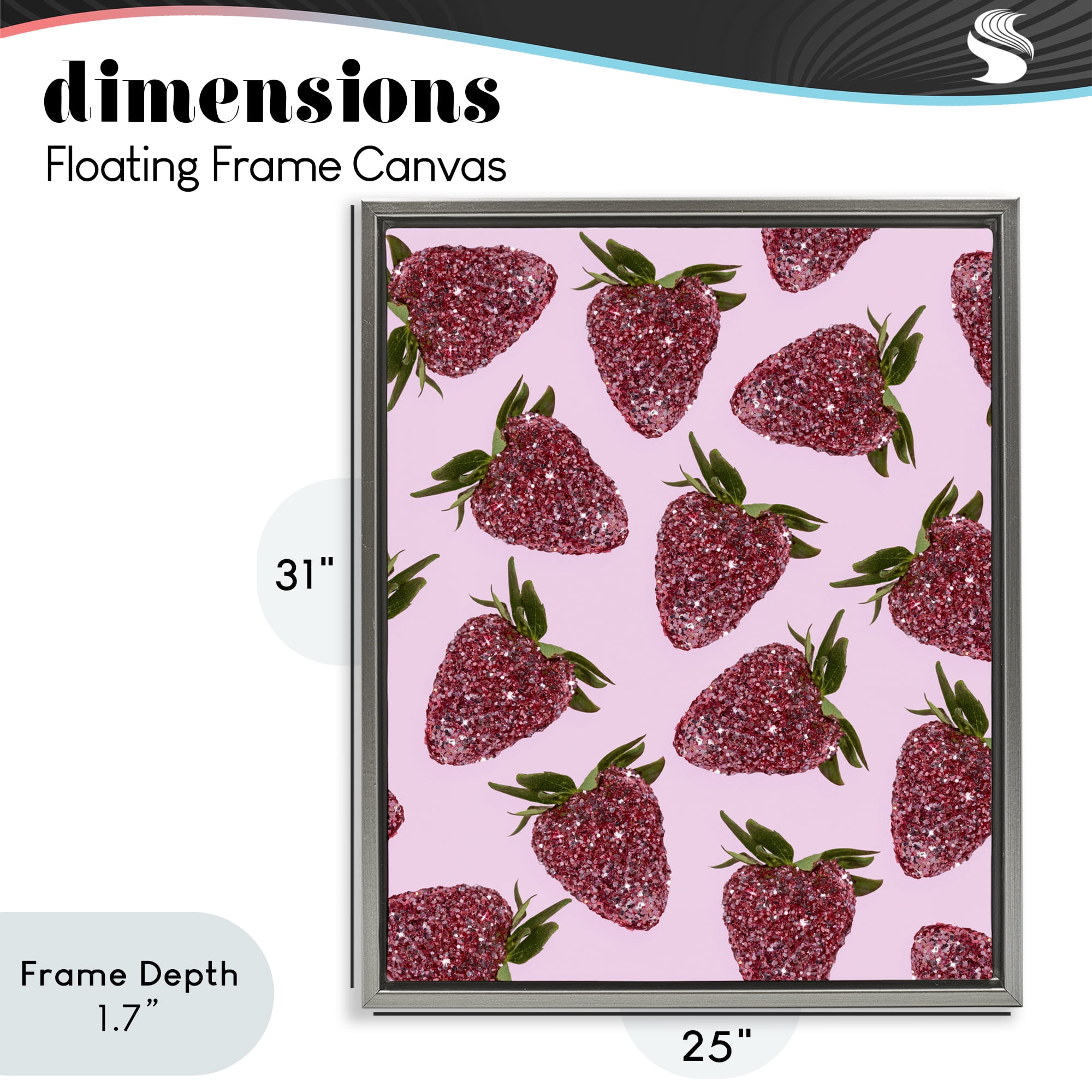 Stupell Industries Glimmer Strawberry Pattern Gray Framed Floater Canvas Wall Art, design by LISH Creative
