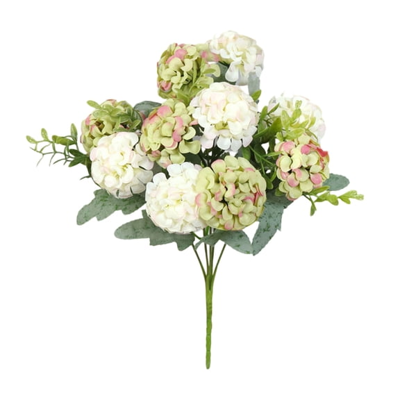 hulanddfd Artificial Flowers 10-Headed Hydrangea Bouquet Silk Flowers with Stems Faux Floral Arrangements Dining Table Centerpieces for Spring Home Party Decor(White)