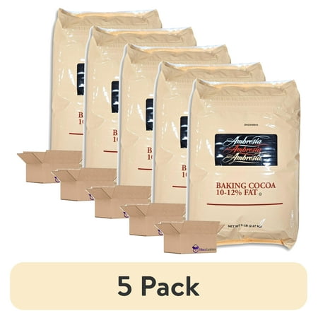 (5 pack) Baking Cocoa Powder (10-12% Fat) Value Pack Bundle | 5 Pound Bag