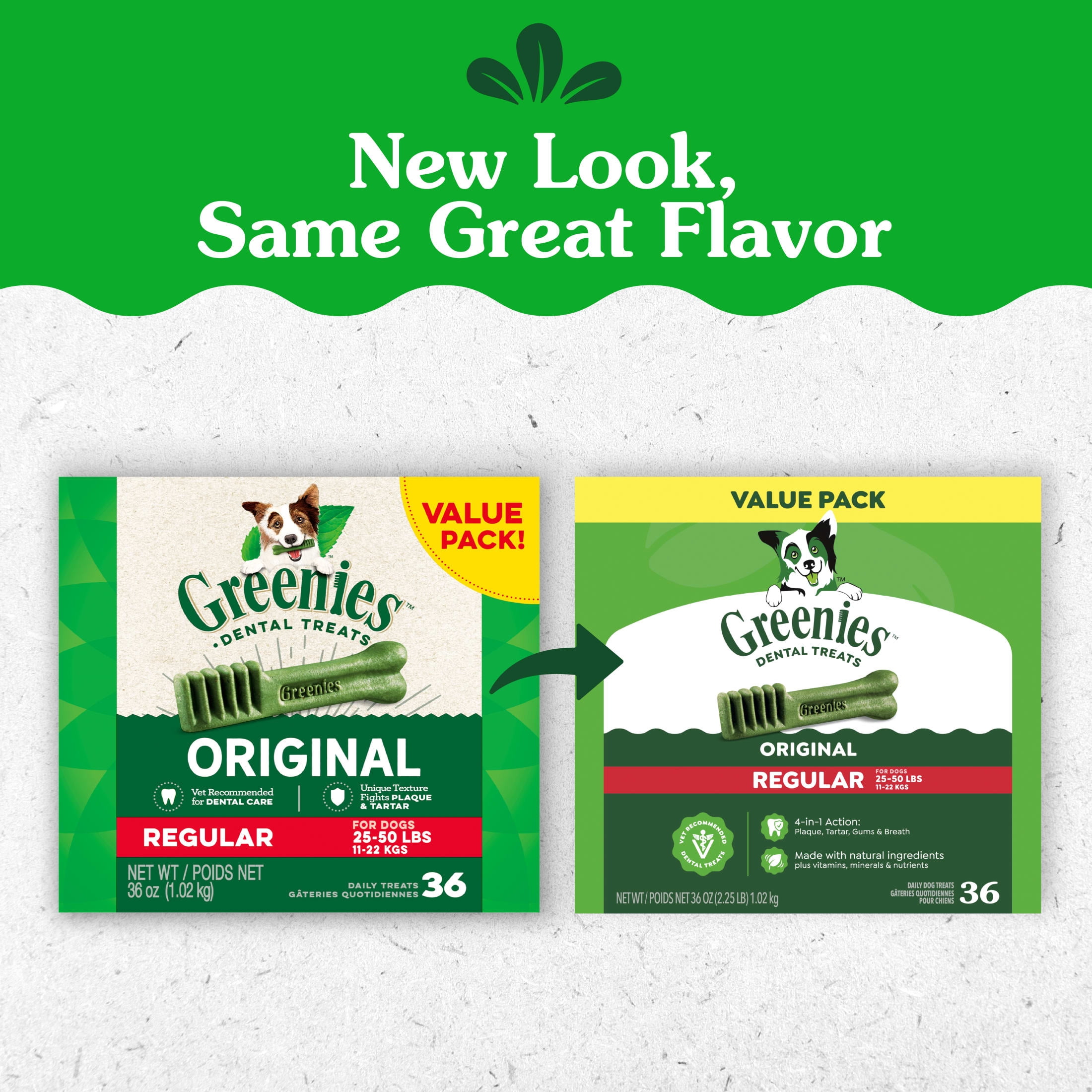 Greenies Veterinarian-Recommended Natural Dental Dog Treats Regular Size, Original, 36 oz. Pack